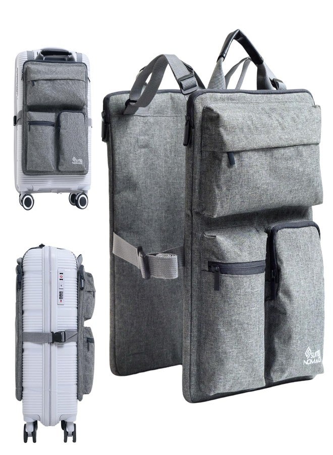 SUITEDNOMAD Luggage Harness for Carry On Bag, Over Suitcase Organizer with Storage Pockets and Laptop Sleeves, Slide On Adjustable Bag for Travel - Image 1